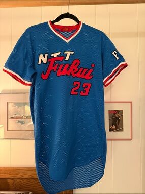 NTT Fukui 23 Blue Mesh Baseball Jersey